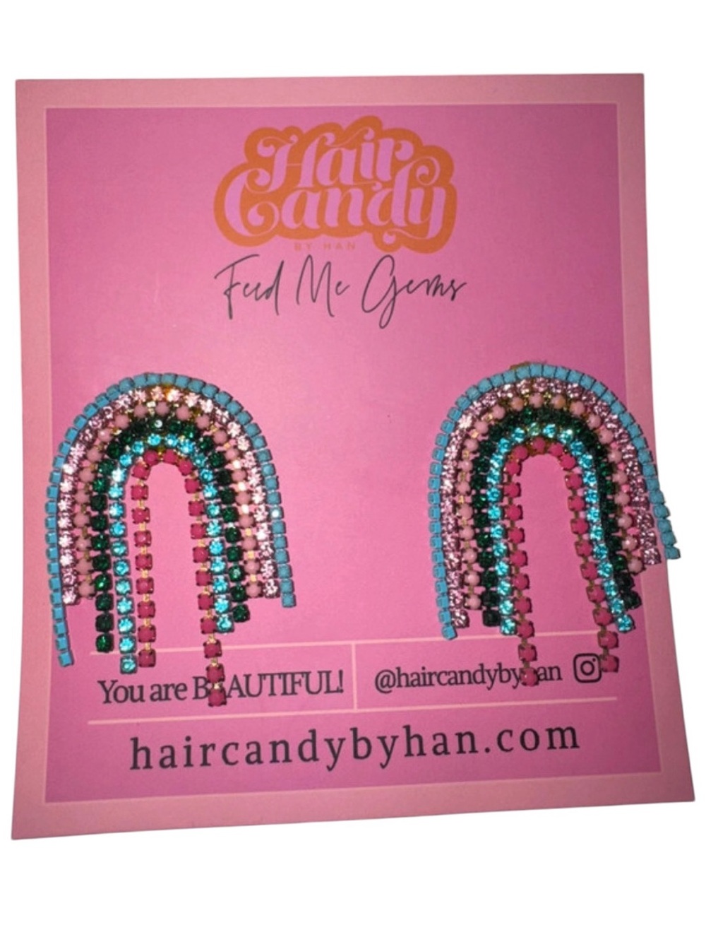 FEED ME GEMS: NWT Multi Color Rainbow Crystal Earrings